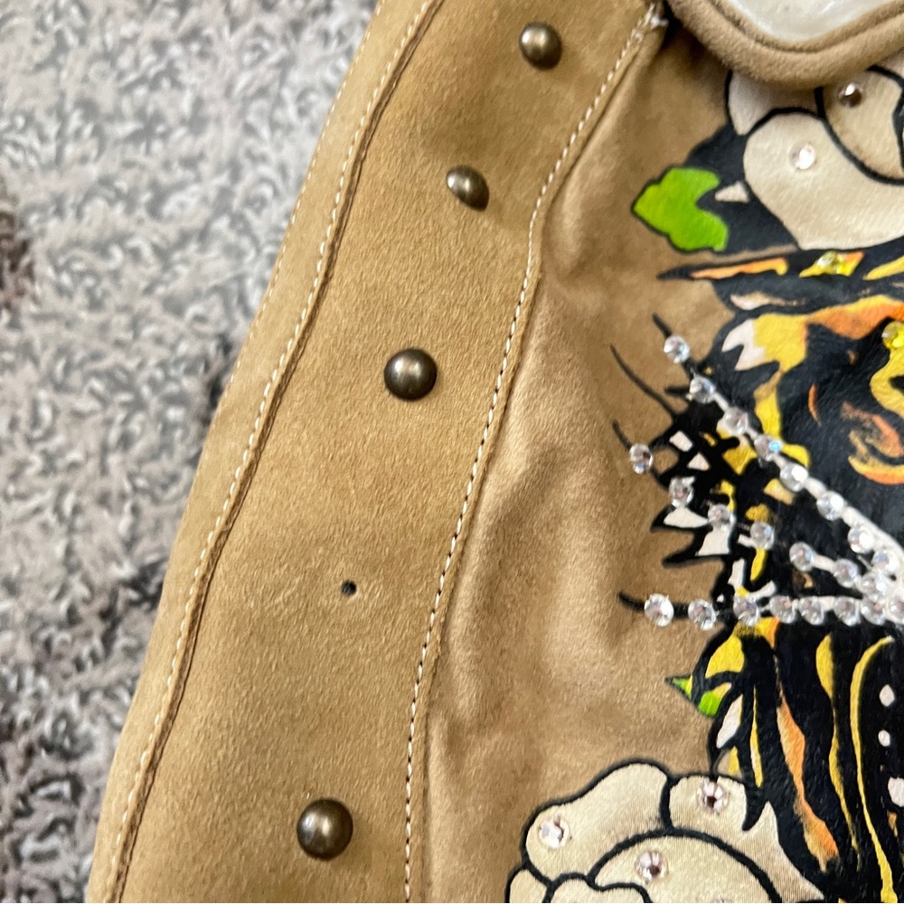 2008 Original Ed hardy tall tan suede boots with swarovski crystals - Picture 4 of 10